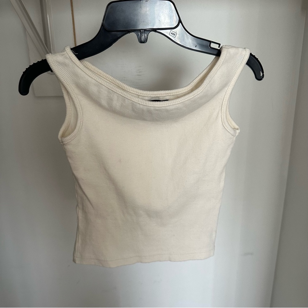 PLT STONE RIBBED BARDOT DETAIL VEST TOP - Picture 2 of 4